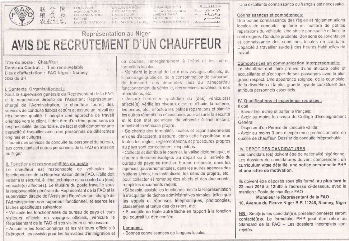 Offre d'emploi Offre d'emploi