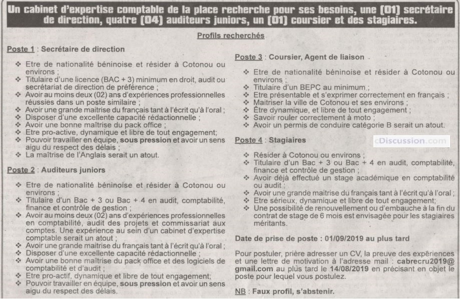 Un d'expertise comptable de la place