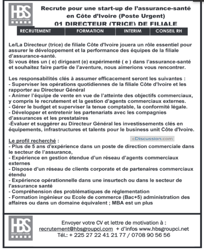 20210528165756 - Une start-up de l'Assurance-Santé en Côte d'Ivoire Recrute 01 Directeur de Filiale H/F